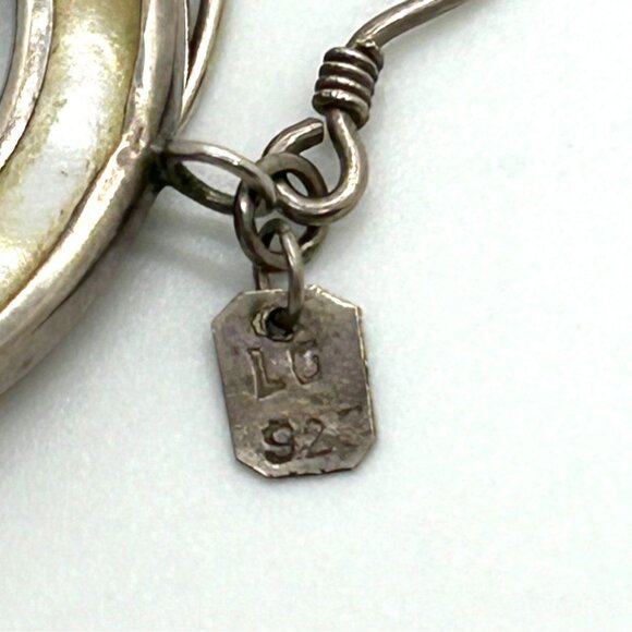 Sterling Silver Earrings Enamel Large Hoop Bohemian Style Signed LG Statement - Picture 8 of 11